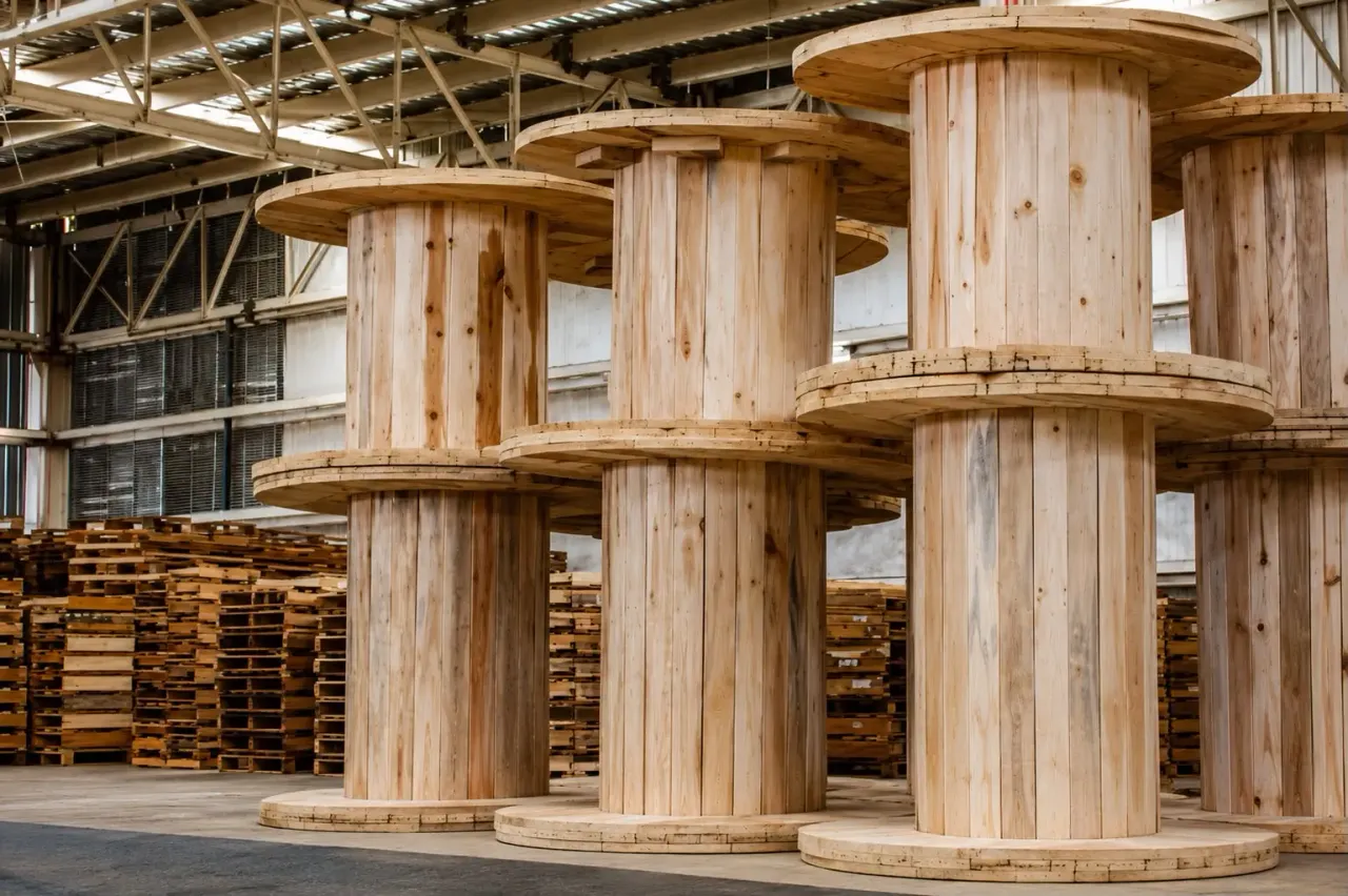 Carretes de madera terminados en planta PALLETCOL